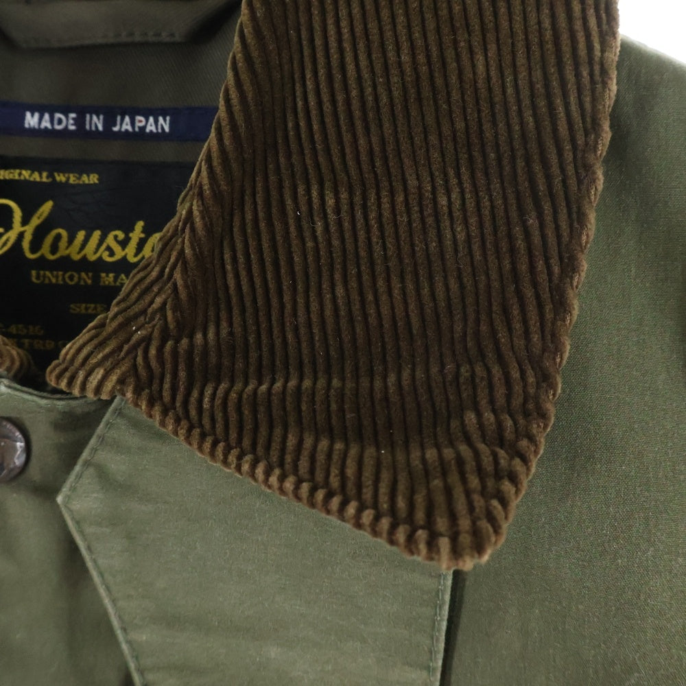 HOUSTON(ヒューストン) マルチポケット コーデユロイ切り替え アイランドジャケット カーキ 50371
