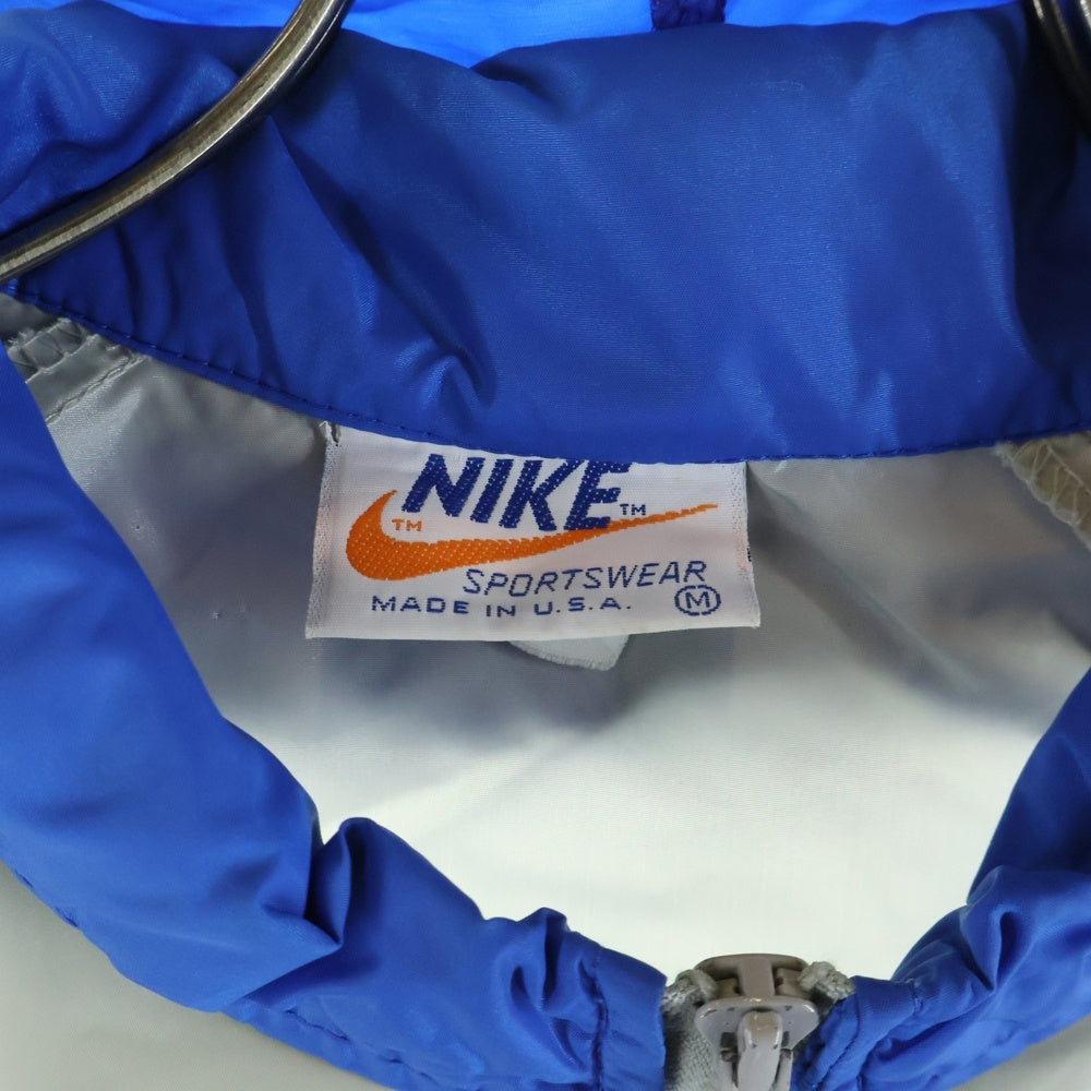 NIKE(ナイキ) 70S 胸ロゴデザイン ダブルポケット ジップアップ ナイロンジャケット ブルー