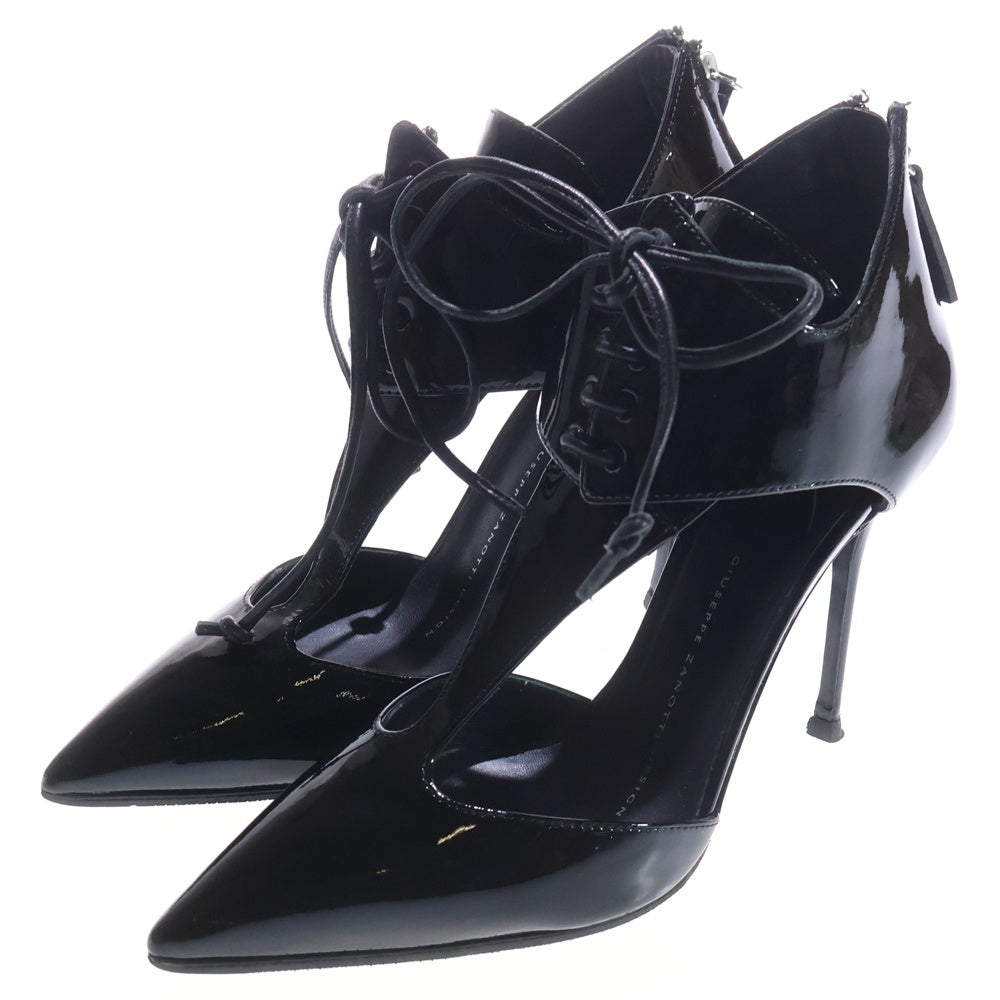 GIUSEPPE ZANOTTI(ジュゼッペ ザノッティ) パテント レースアップ ヒールジップ ハイヒール サンダル レディース ブラック