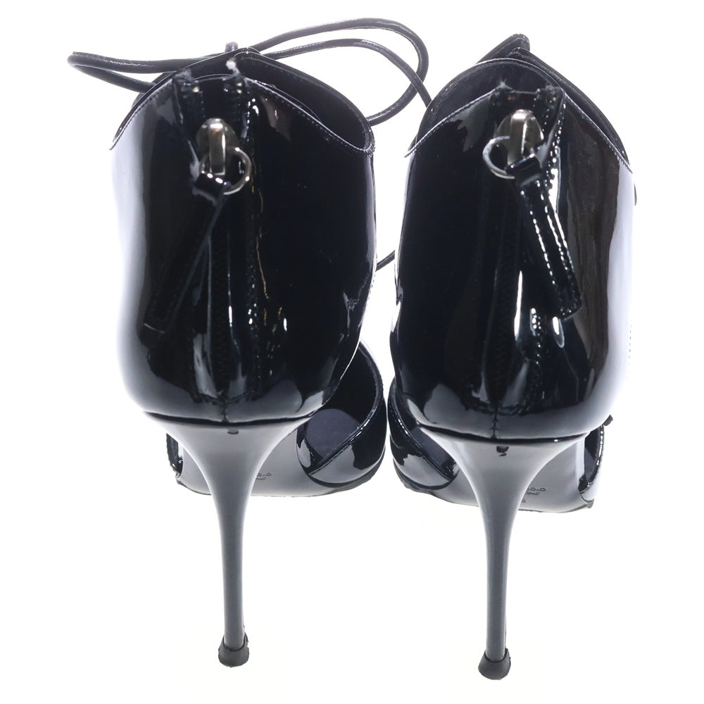 GIUSEPPE ZANOTTI(ジュゼッペ ザノッティ) パテント レースアップ ヒールジップ ハイヒール サンダル レディース ブラック