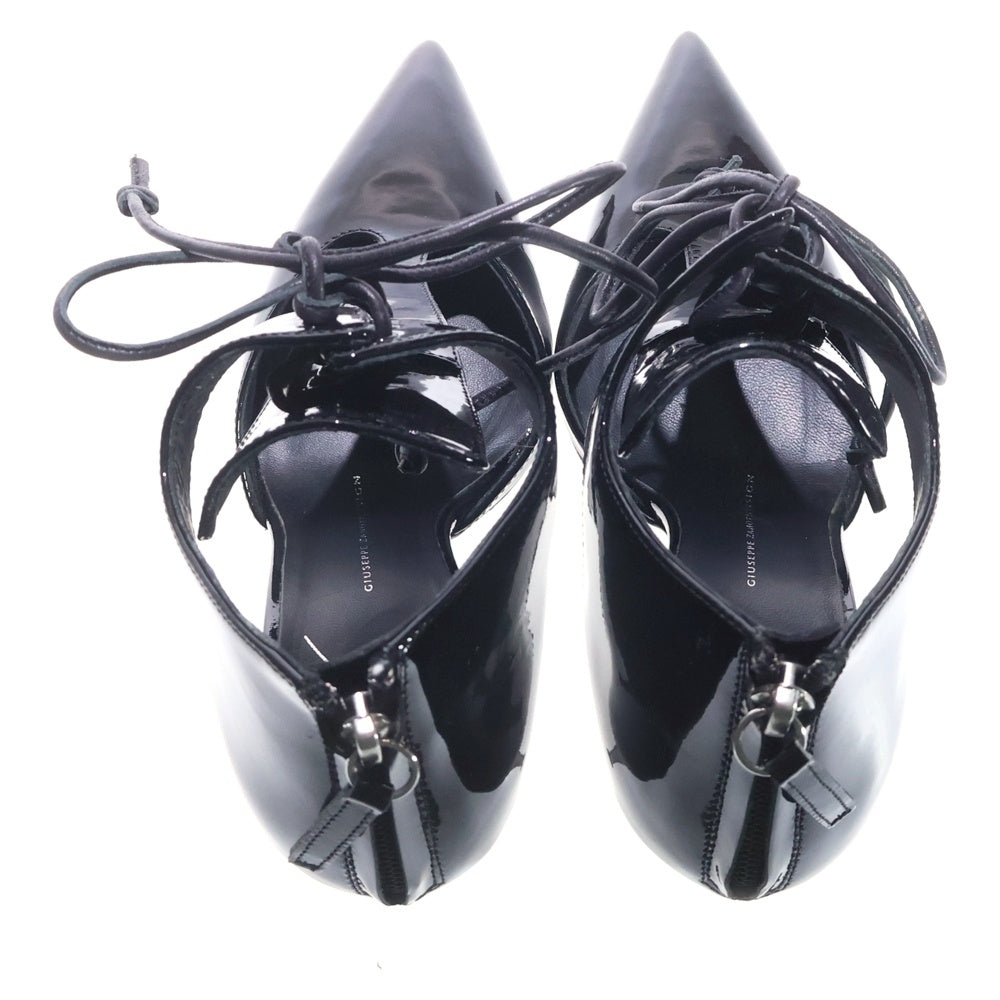 GIUSEPPE ZANOTTI(ジュゼッペ ザノッティ) パテント レースアップ ヒールジップ ハイヒール サンダル レディース ブラック