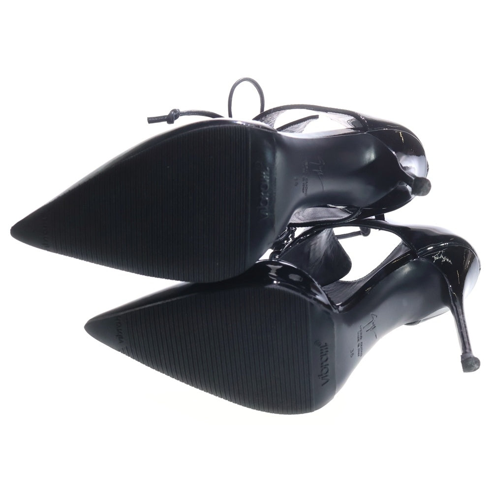 GIUSEPPE ZANOTTI(ジュゼッペ ザノッティ) パテント レースアップ ヒールジップ ハイヒール サンダル レディース ブラック