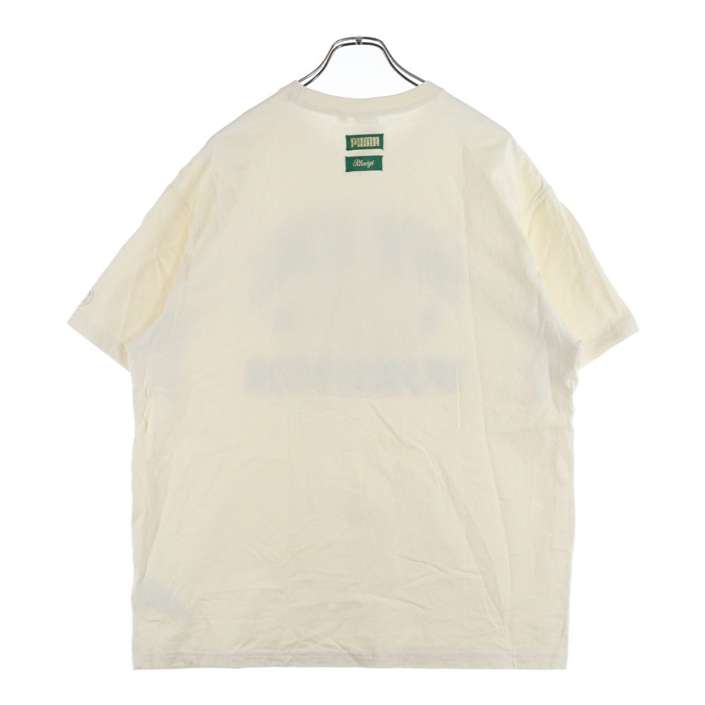 PUMA(プーマ) ×RHUIGI GRAPHIC TEE ルイージ フロントグラフィックエンブロイダリー クルーネック半袖Tシャツ カットソー ベージュ 620888-65