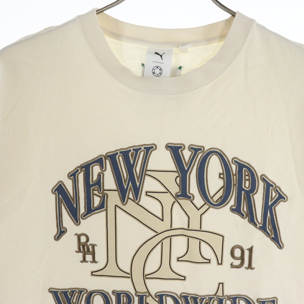 PUMA(プーマ) ×RHUIGI GRAPHIC TEE ルイージ フロントグラフィックエンブロイダリー クルーネック半袖Tシャツ カットソー ベージュ 620888-65
