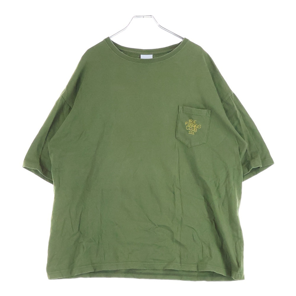 NO BRAND(ノーブランド) IRIE FISHING CLUB イリエフィッシングクラブ ポケットロゴ クルーネック半袖Tシャツ カットソー グリーン