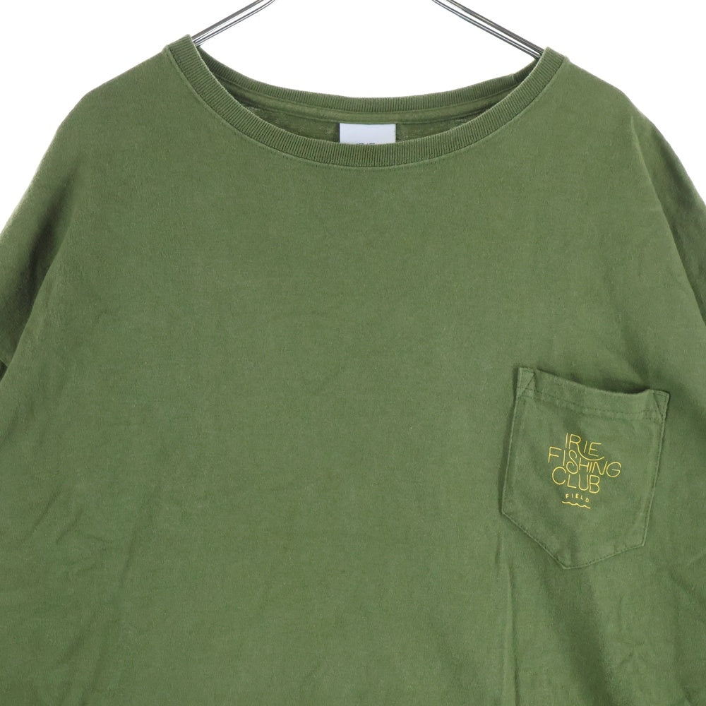 NO BRAND(ノーブランド) IRIE FISHING CLUB イリエフィッシングクラブ ポケットロゴ クルーネック半袖Tシャツ カットソー グリーン