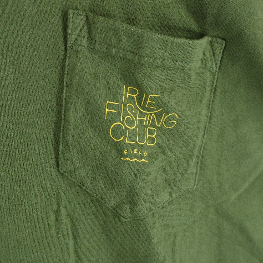 NO BRAND(ノーブランド) IRIE FISHING CLUB イリエフィッシングクラブ ポケットロゴ クルーネック半袖Tシャツ カットソー グリーン