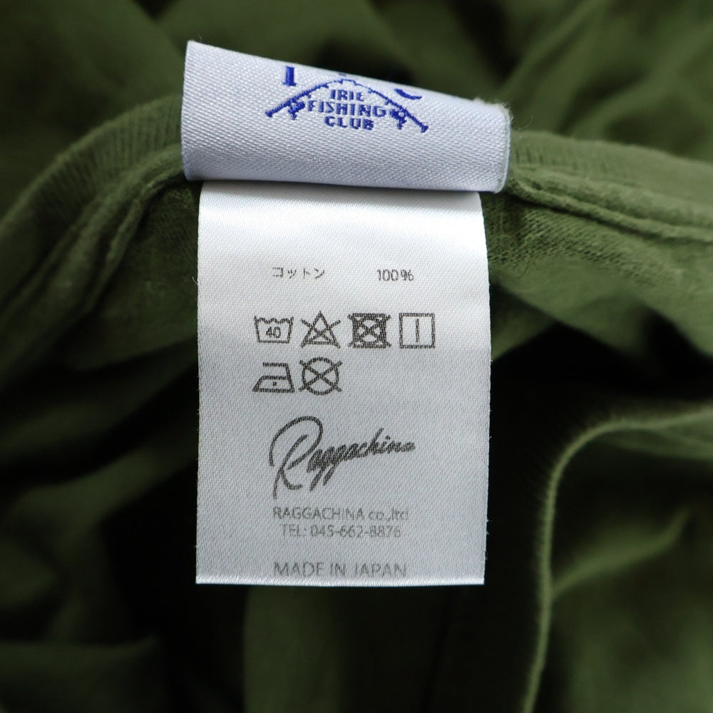 NO BRAND(ノーブランド) IRIE FISHING CLUB イリエフィッシングクラブ ポケットロゴ クルーネック半袖Tシャツ カットソー グリーン