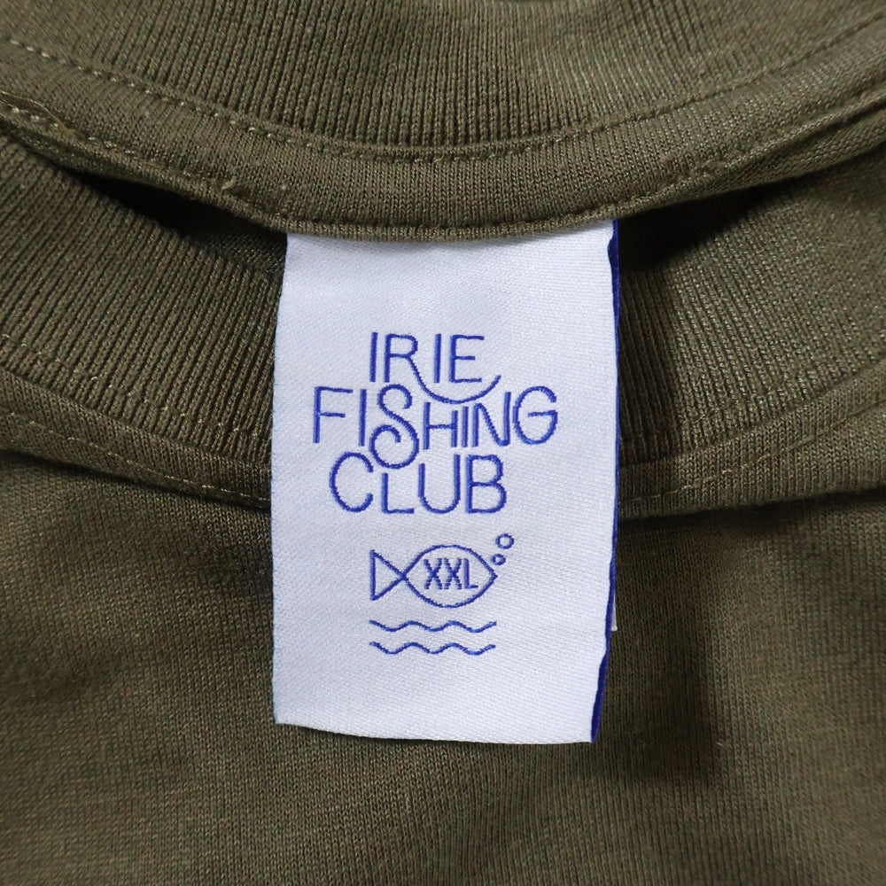 NO BRAND(ノーブランド) IRIE FISHING CLUB イリエフィッシングクラブ フロントロゴプリント クルーネック半袖Tシャツ カットソー カーキ