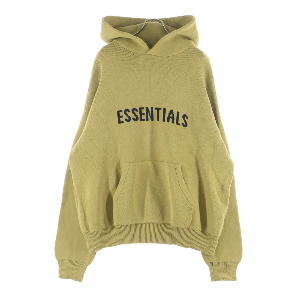 FEAR OF GOD ESSENTIALS(フィアオブゴッド エッセンシャルズ) フロントロゴエンブロイダリー プルオーバーニットフーディー パーカー ブラウン