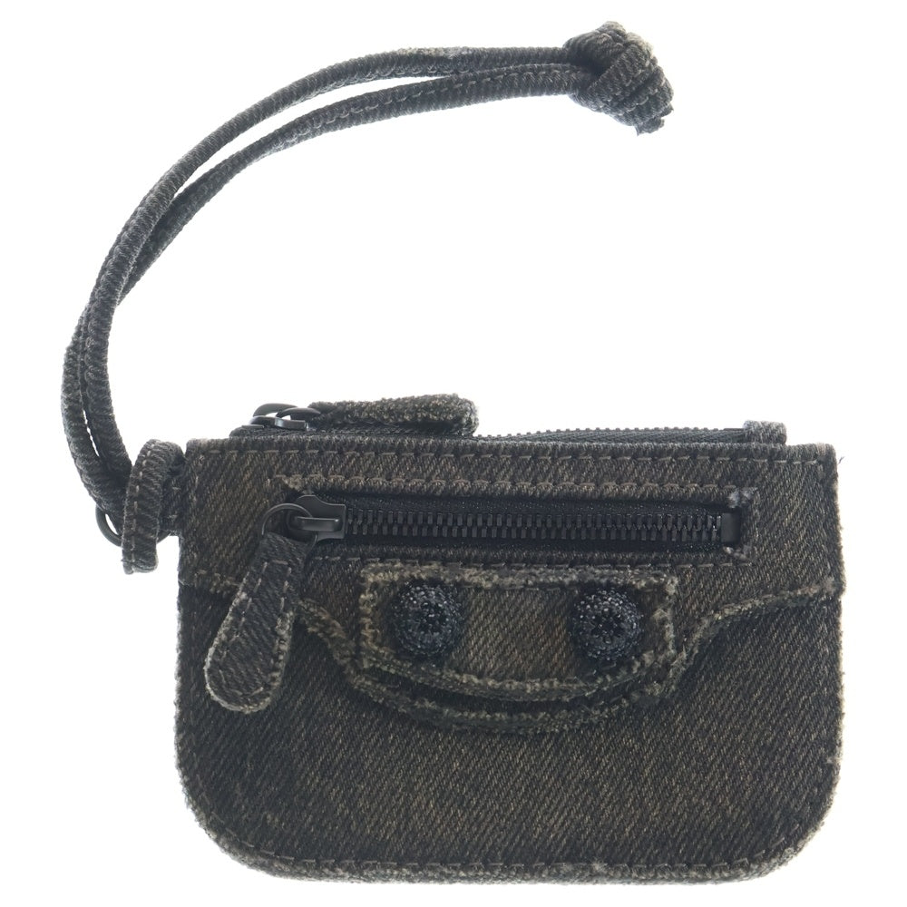BALENCIAGA(バレンシアガ) Le Cagole ルカゴール ラインストーン カードケース デニムコインケース ブラック 776769