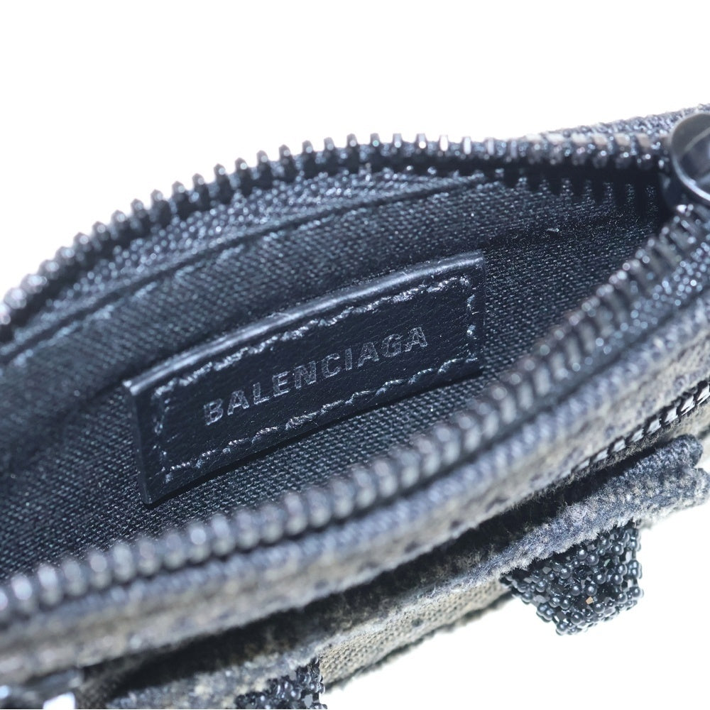 BALENCIAGA(バレンシアガ) Le Cagole ルカゴール ラインストーン カードケース デニムコインケース ブラック 776769