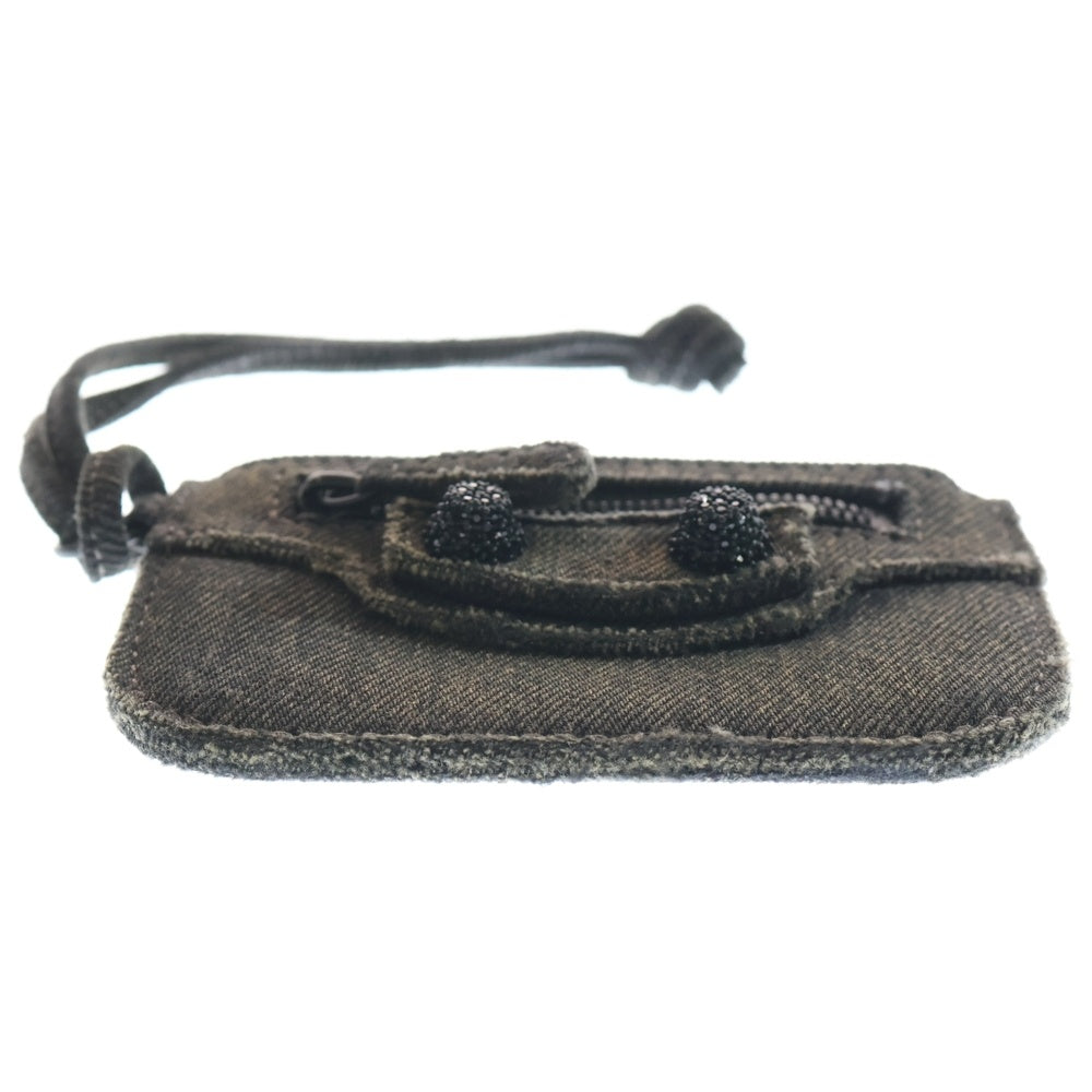 BALENCIAGA(バレンシアガ) Le Cagole ルカゴール ラインストーン カードケース デニムコインケース ブラック 776769