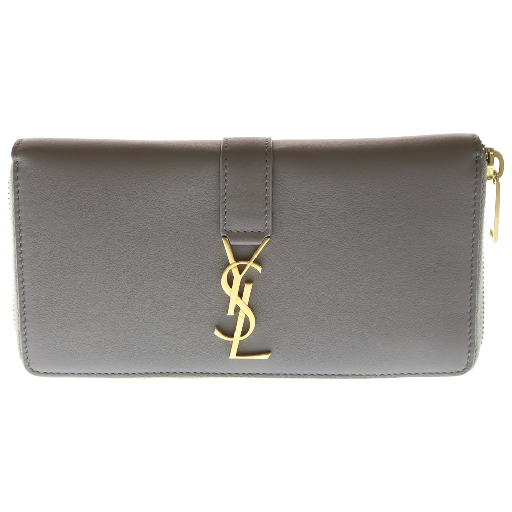 YVES SAINT LAURENT(イヴサンローラン) YSLプレート ラージフラップウォレット 長財布 ベージュ 414570 レディース