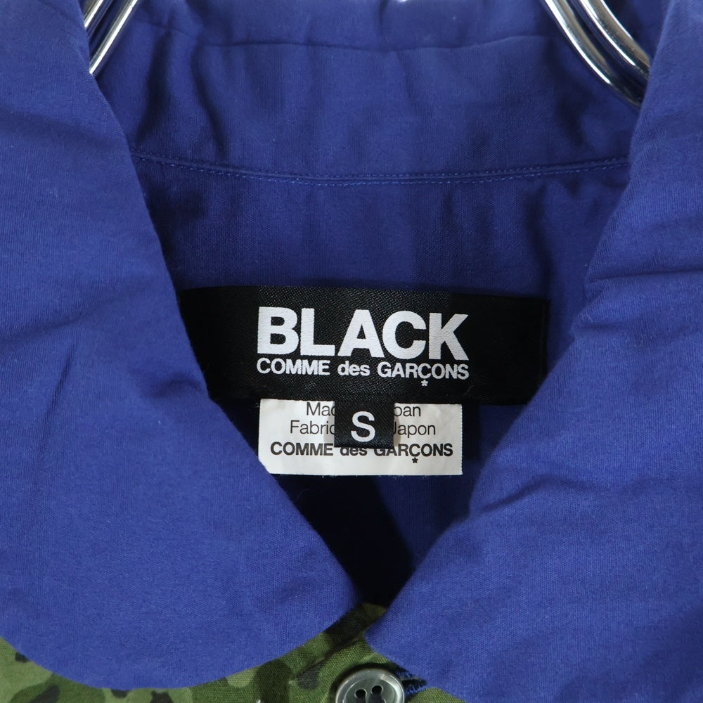 BLACK COMME des GARCONS(ブラックコムデギャルソン) 12SS AD2011 カモ 切替 長袖 シャツ ブルー 1I‐B002