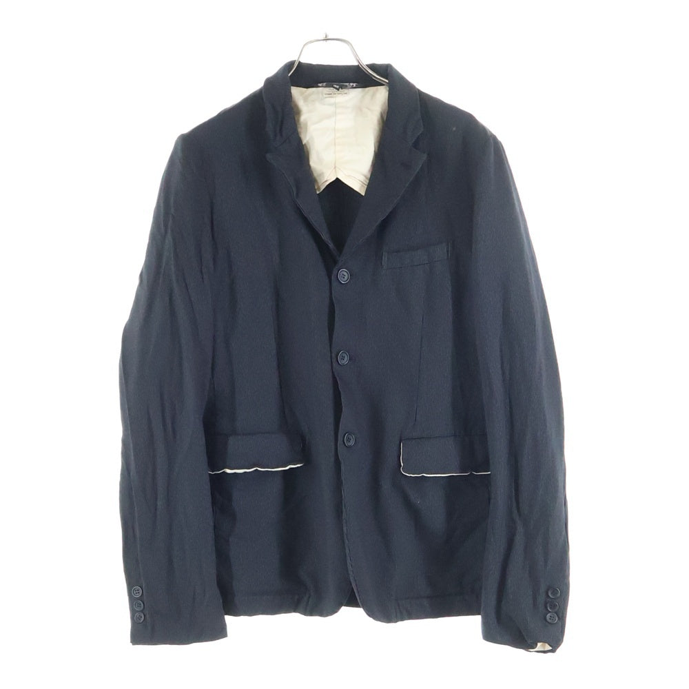 BLACK COMME des GARCONS(ブラックコムデギャルソン) 11AW AD2011 マイクロストライプ セットアップ スーツ 3B シングルテーラードジャケット パンツ ブラック 1H-J206