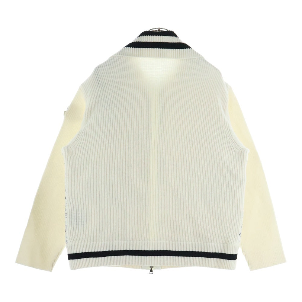 MONCLER(モンクレール) 23AW CARDIGAN TRICOT ウール ツイードニット切り替え ナイロン ハイネックダウンジャケット ホワイト レディース I20939B00002