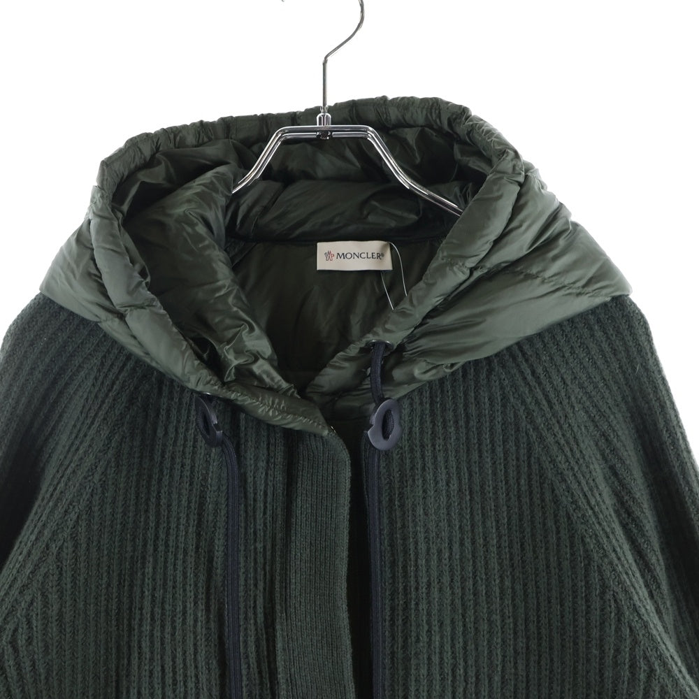 MONCLER(モンクレール) 22AW CARDIGAN TRICOT ニット切り替え ナイロン フーデッド ダウンジャケット カーキ レディース H20939B00009