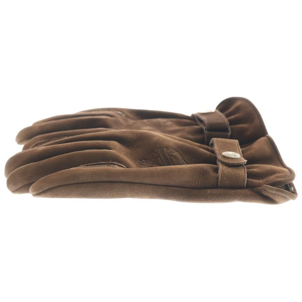 TENDERLOIN(テンダーロイン) ヌバックレザー スナップボタン グローブ 手袋 ブラウン