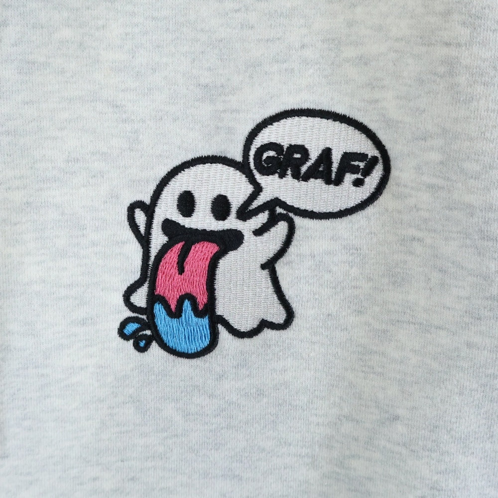 GRAF&WU(グラフアンドユー) ゴーストマルチ刺繍 スウェット プルオーバーパーカー ライトグレー