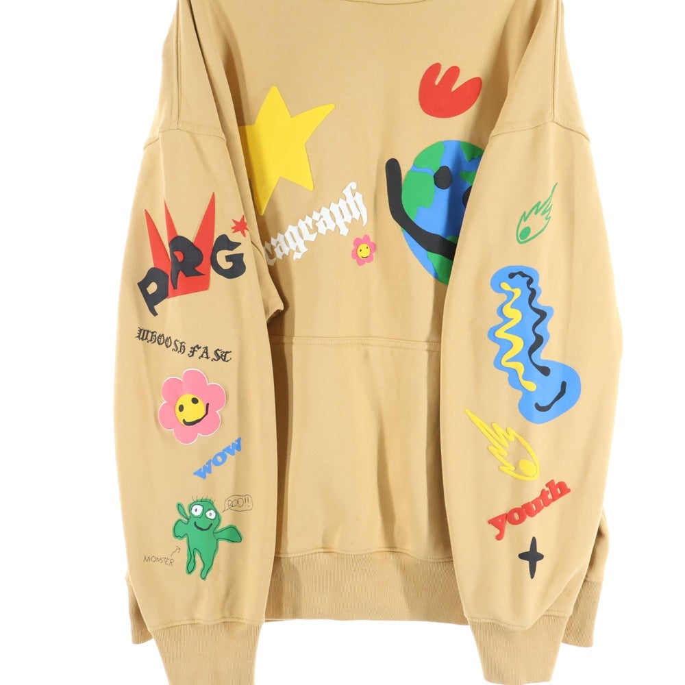 Paragraph(パラグラフ) STAR CITY HOODIE フロントアームプリント スウェット プルオーバーパーカー ブラウン