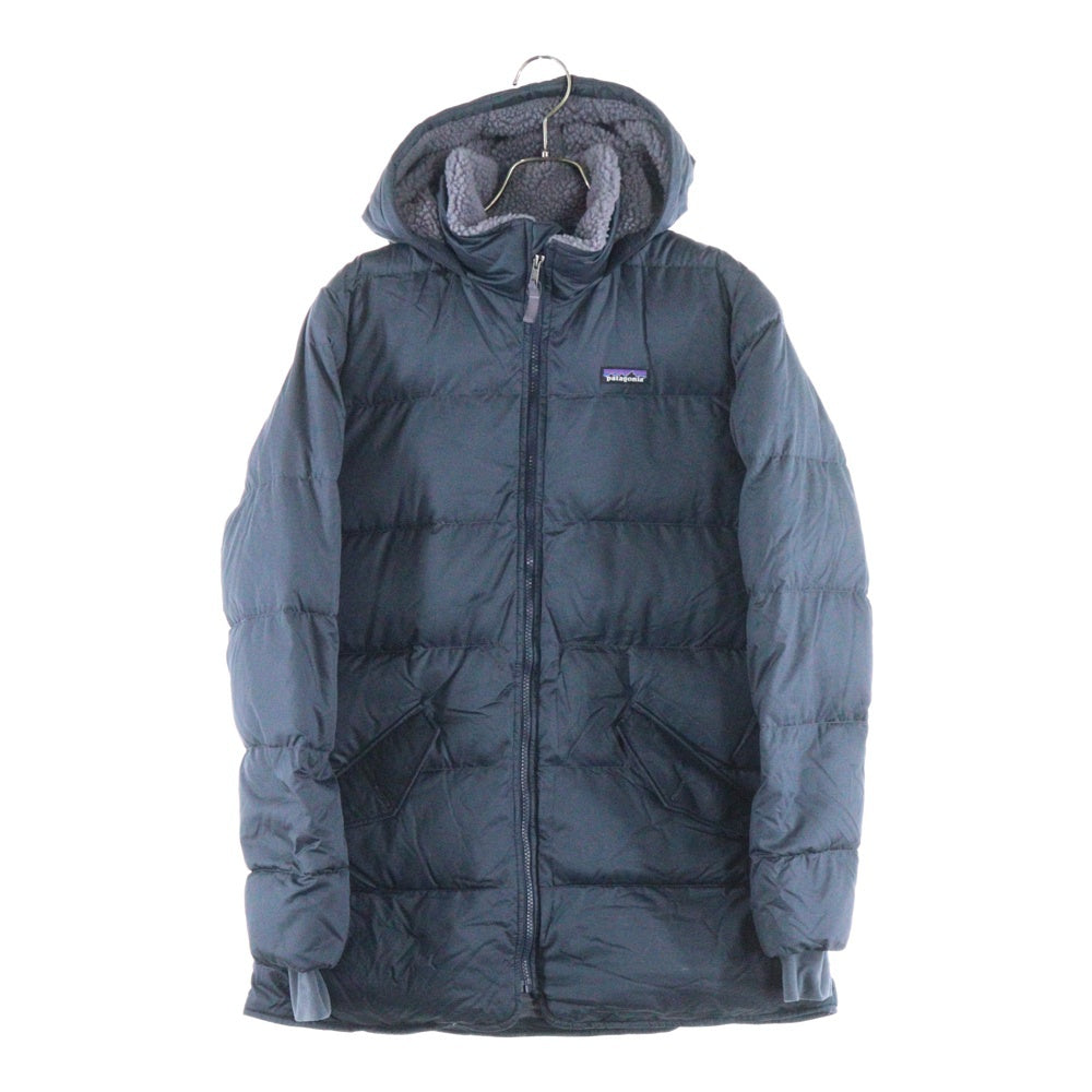 PATAGONIA(パタゴニア) GIRL'S DOWN PARKA ガールズ ドント 胸ロゴデザイン フーデッド ジップアップ ボア ダウンジャケット ネイビー 68270FA18
