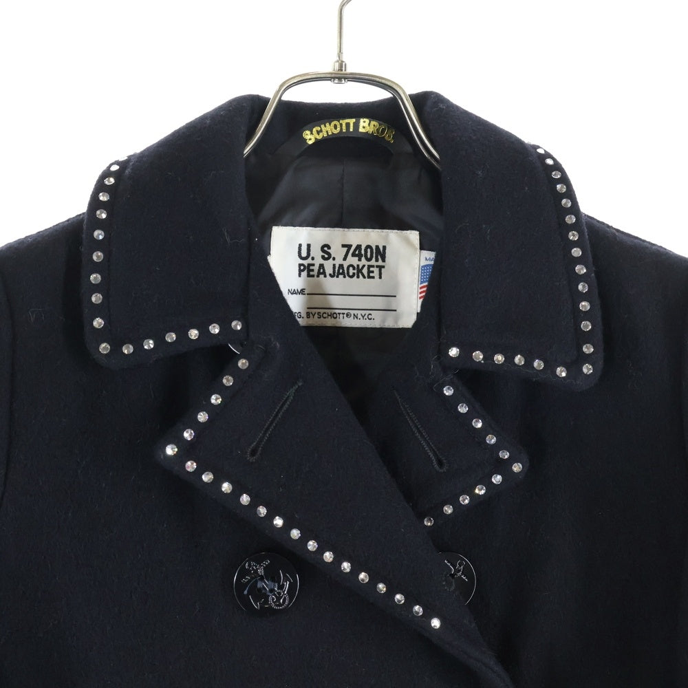 SCHOTT(ショット) ダイヤスタッズ ウールピーコート レディース ブラック