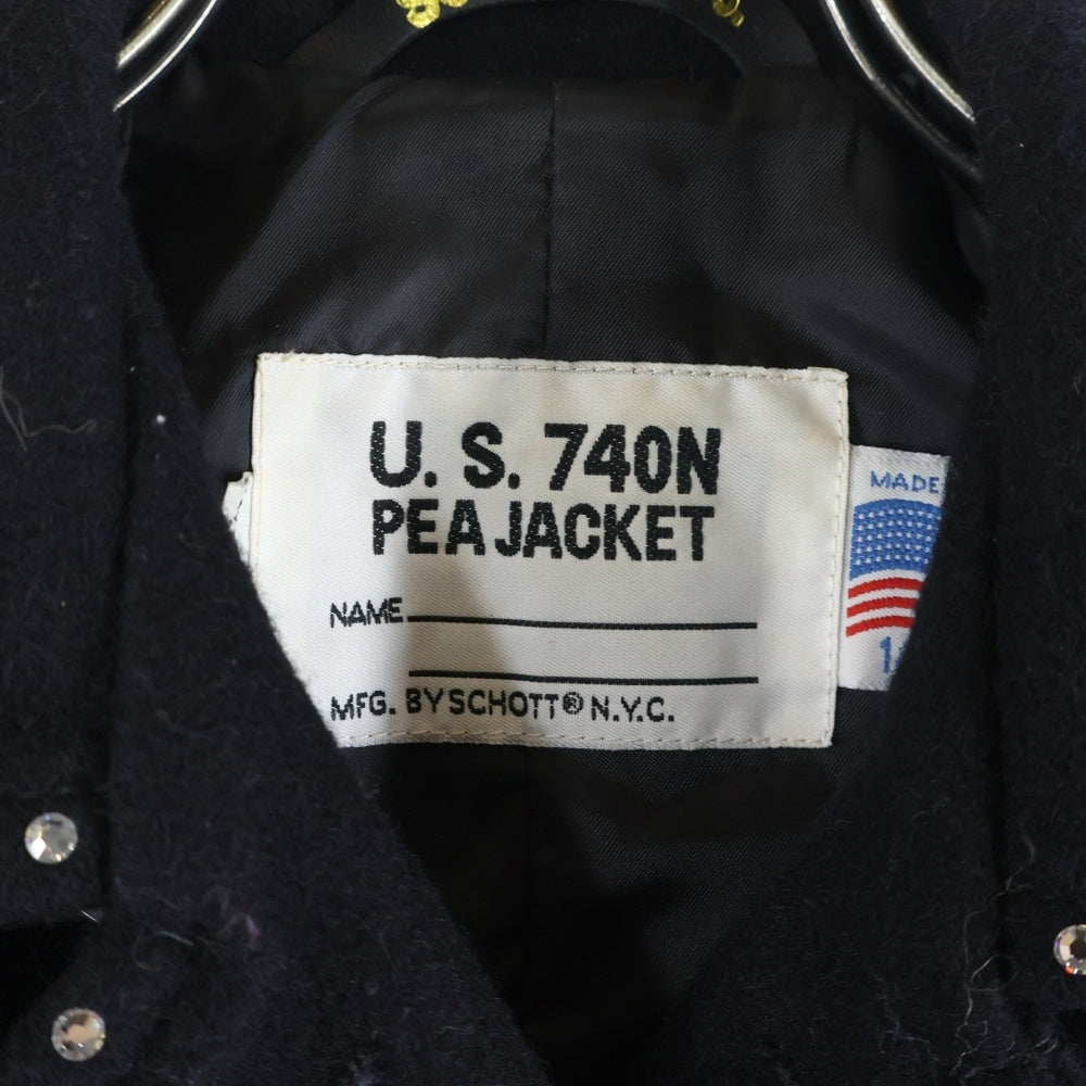 SCHOTT(ショット) ダイヤスタッズ ウールピーコート レディース ブラック