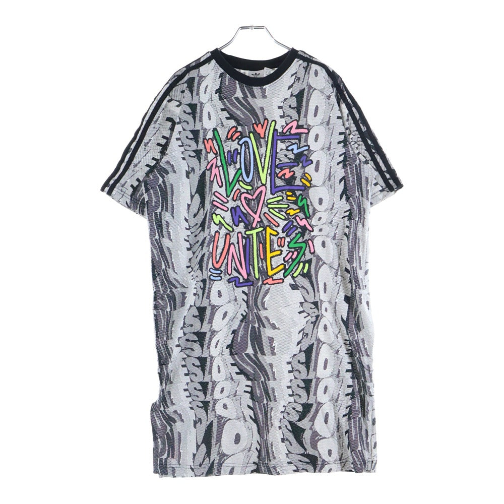 adidas(アディダス) ラブユナイツ ドゥードゥル 総柄半袖Tシャツ ワンピース レディース ホワイト HC3083