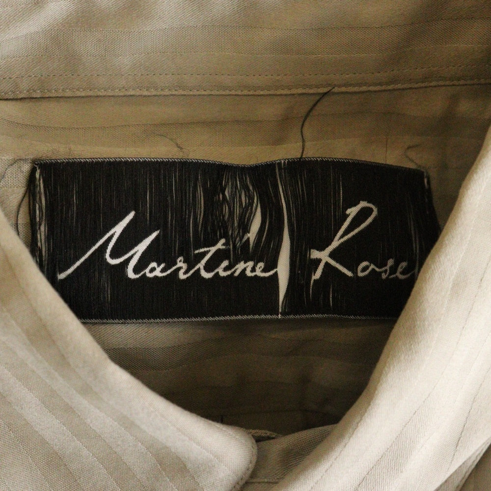 MARTINE ROSE(マーティンローズ) ロゴ刺繍 ロングスリーブ ストライプシャツ ベージュ