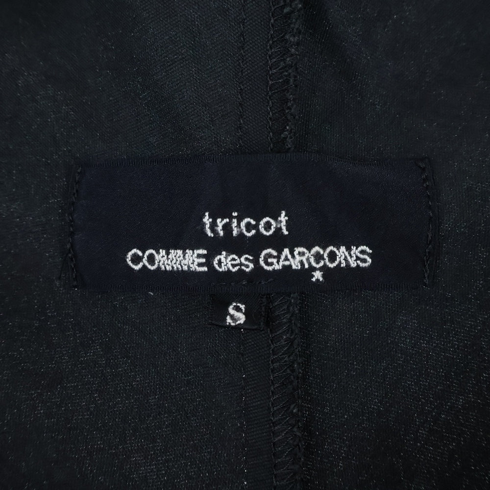 tricot COMME des GARCONS(トリコ コム デ ギャルソン) 14AW AD2014 ネック変形デザイン リネン混 7分袖ワンピース ブラック レディース TN-O005