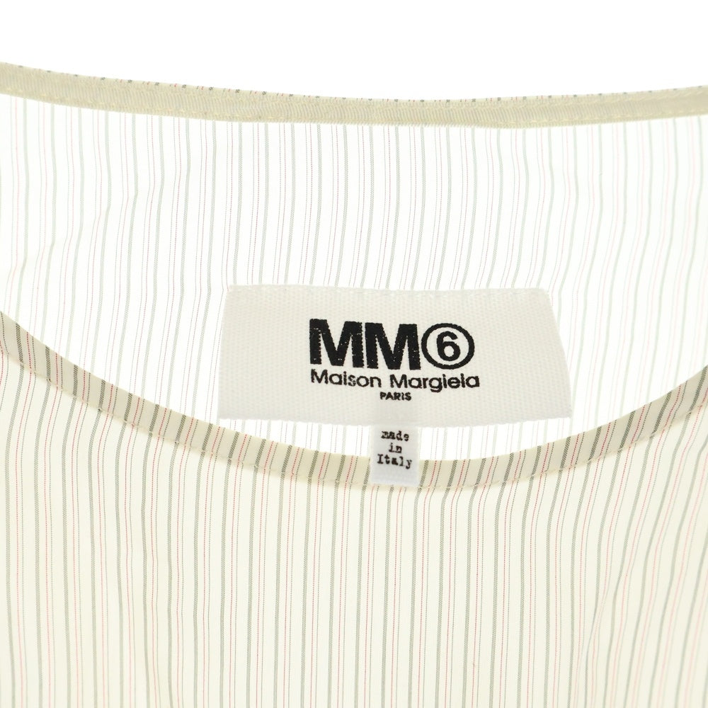 MM6 Maison Margiela(エムエムシックスメゾンマルジェラ) 17SS ストライプ柄 変形デザイン 長袖ブラウス シャツ アイボリー レディース S32NC0467 S47402