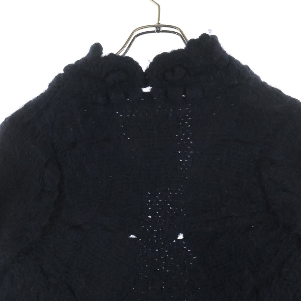 tricot COMME des GARCONS(トリコ コム デ ギャルソン) 05AW AD2005 ショート丈 ラペルデザイン ケーブルウールニット ボタンレスジャケット ブラック レディース TP-N039