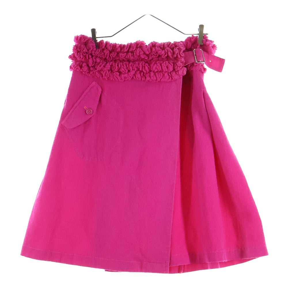 tricot COMME des GARCONS(トリコ コム デ ギャルソン) 07AW AD2007 フリルベルトデザイン ウール 巻きスカート ピンク レディース TT-S039