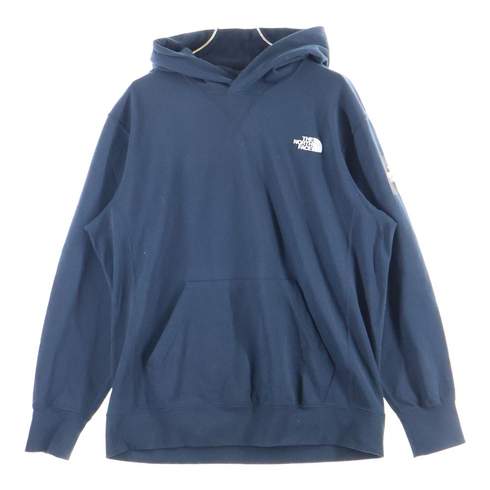 THE NORTH FACE(ザノースフェイス) アームスクエアーロゴデザイン カンガルーポケット フーデッド スウェット パーカ ネイビー NT11953