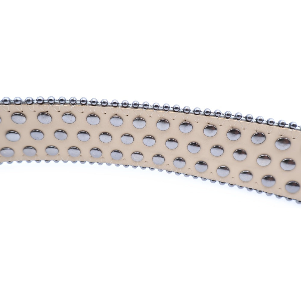 hermetic(ヘルメティック) ライトストーンデザイン ロゴプレート レザー ベルト シルバー