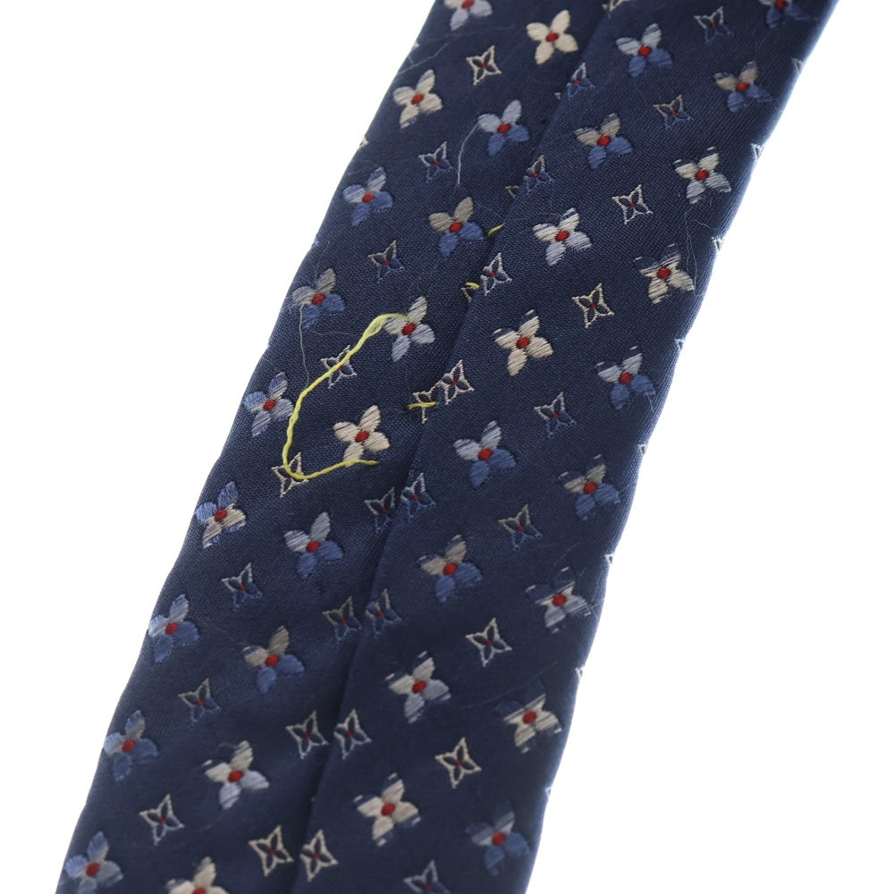 LOUIS VUITTON(ルイヴィトン) フラワー総柄 シルクネクタイ ブルー
