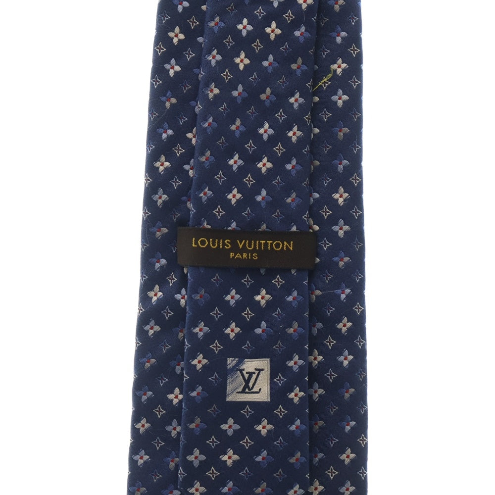 LOUIS VUITTON(ルイヴィトン) フラワー総柄 シルクネクタイ ブルー