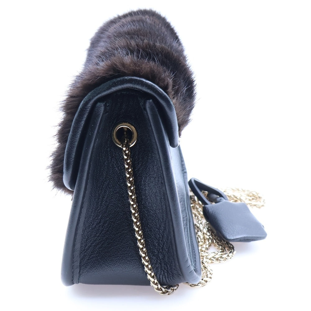 FURLA(フルラ) メトロポリス ファー切り替え ミニショルダーバッグ ブラック レディース