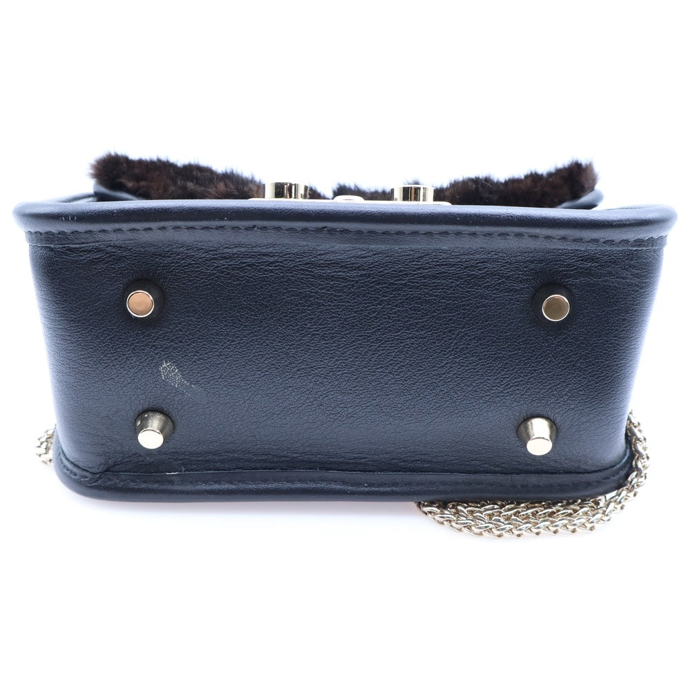 FURLA(フルラ) メトロポリス ファー切り替え ミニショルダーバッグ ブラック レディース