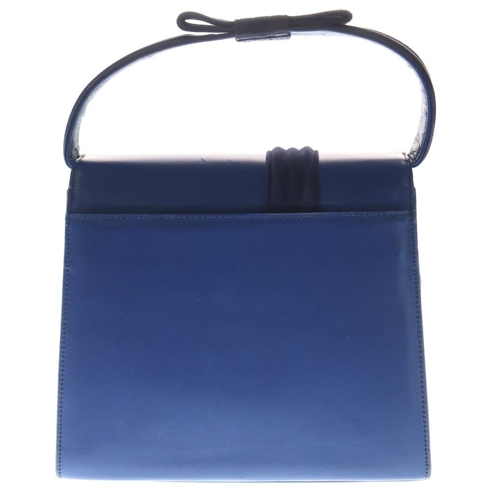 GIANNI VERSACE(ジャンニ ヴェルサーチ) リボンハンドル レザー ハンドバック ブルー レディース