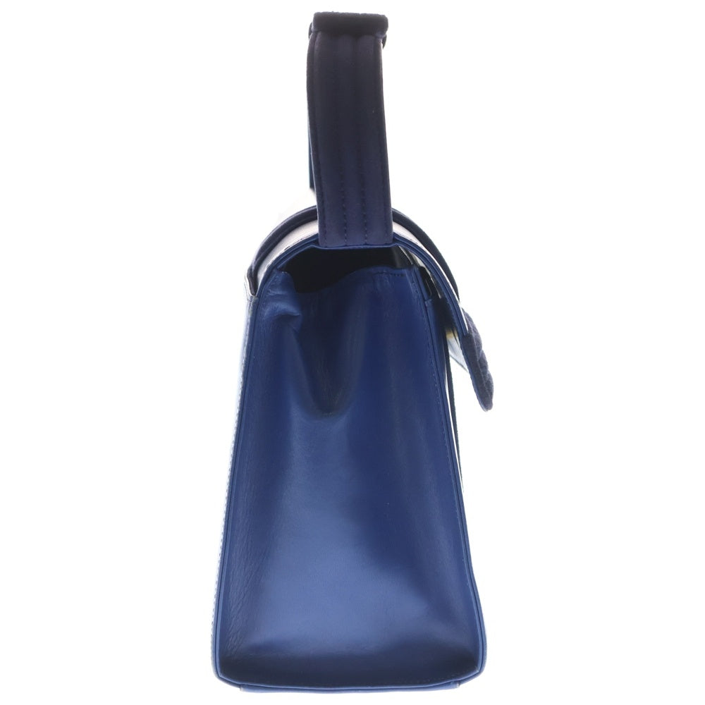 GIANNI VERSACE(ジャンニ ヴェルサーチ) リボンハンドル レザー ハンドバック ブルー レディース