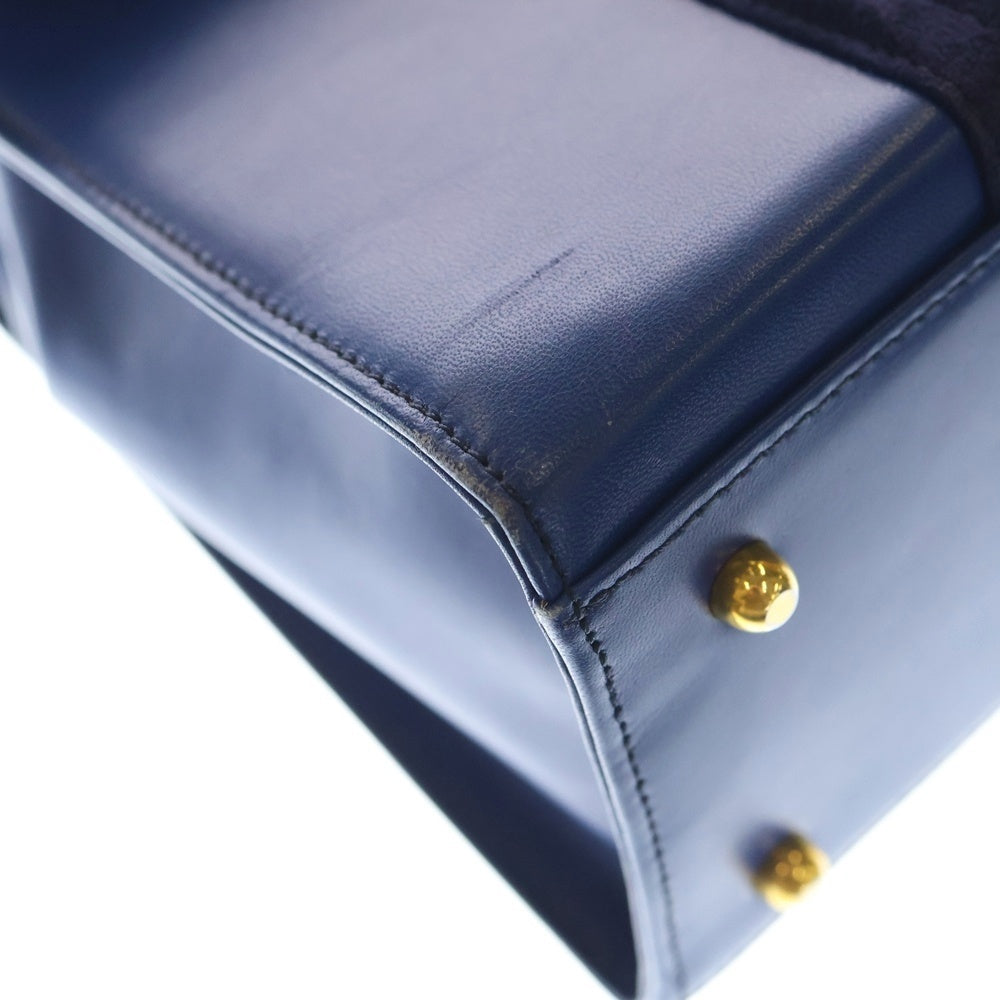 GIANNI VERSACE(ジャンニ ヴェルサーチ) リボンハンドル レザー ハンドバック ブルー レディース