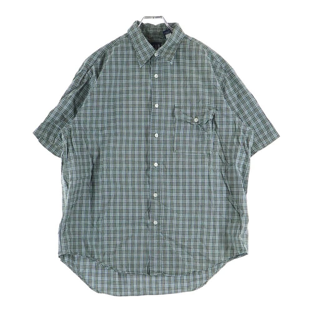 GAP(ギャップ) 80s VINTAGE 紺タグ 半袖チェックシャツ ブルー/グリーン