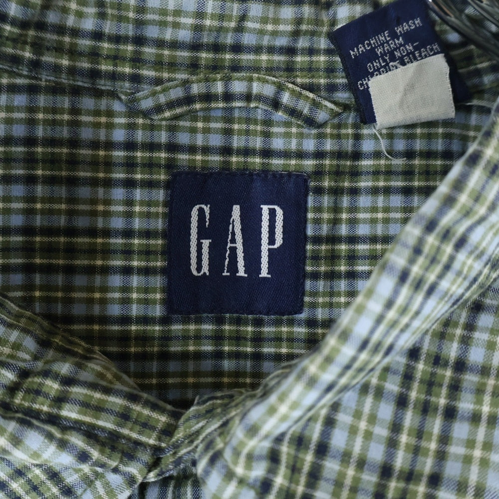 GAP(ギャップ) 80s VINTAGE 紺タグ 半袖チェックシャツ ブルー/グリーン