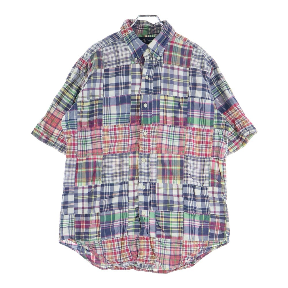 RALPH LAUREN(ラルフローレン) 90s VINTAGE BLAKE チェック パッチワーク 半袖シャツ マルチカラー