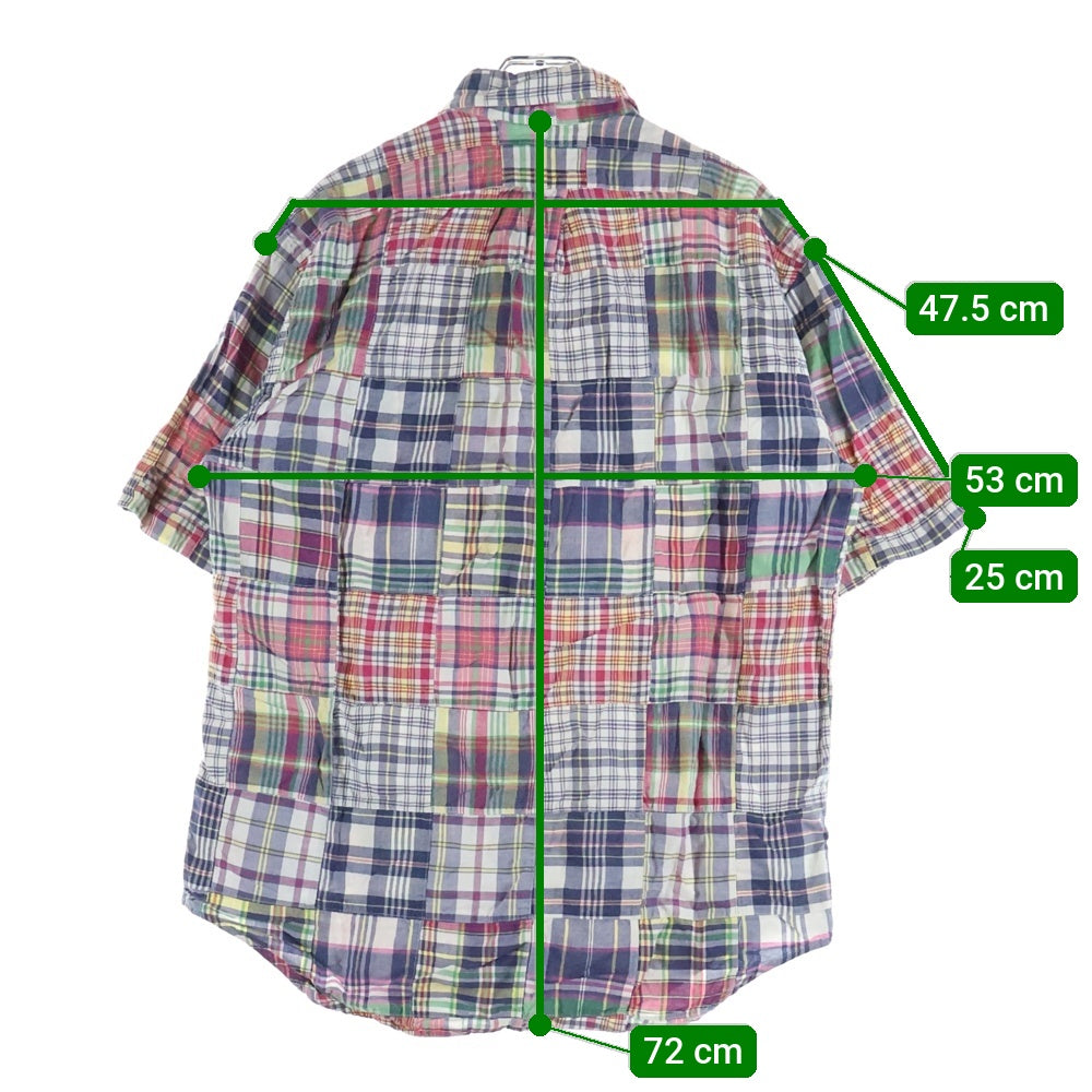 RALPH LAUREN(ラルフローレン) 90s VINTAGE BLAKE チェック パッチワーク 半袖シャツ マルチカラー