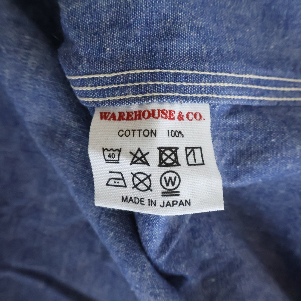WAREHOUSE(ウェアハウス) シャンブレー ワークシャツ ブルー
