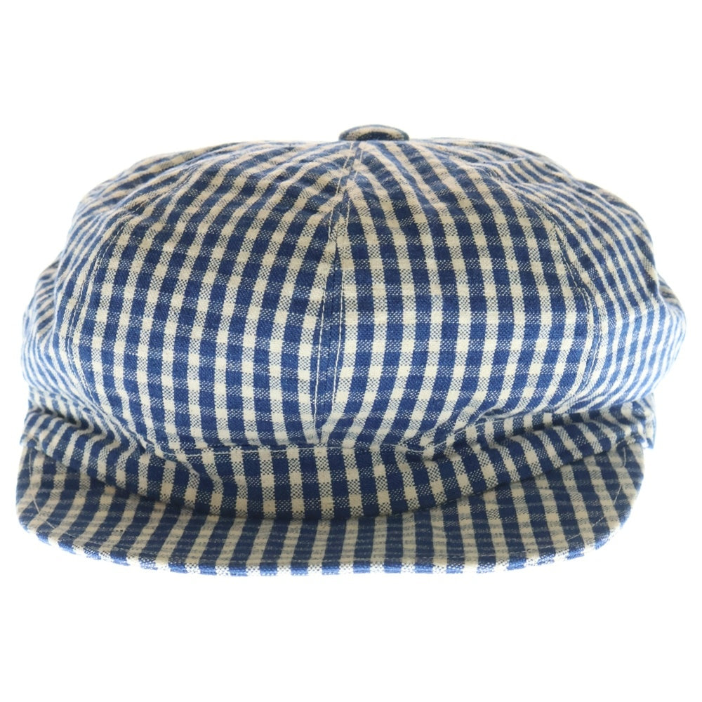 WAREHOUSE(ウェアハウス) ×KIJIMA TAKAYUKI チェック デニムキャスケット キジマタカユキ インディゴ/ホワイト