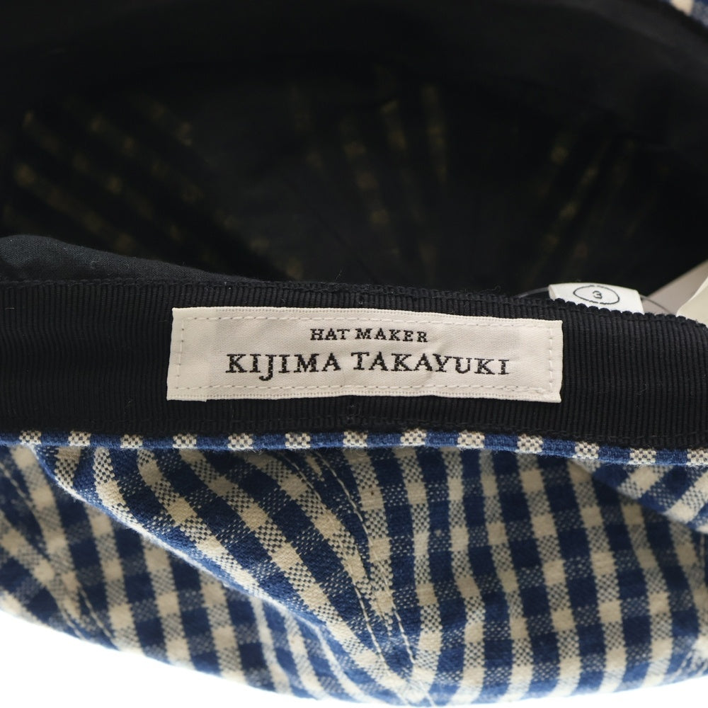 WAREHOUSE(ウェアハウス) ×KIJIMA TAKAYUKI チェック デニムキャスケット キジマタカユキ インディゴ/ホワイト